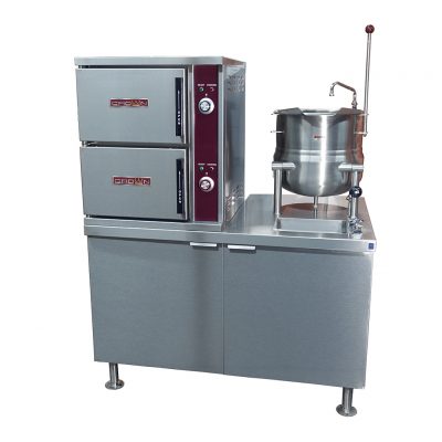 Direct Steam Convection Steamer with Kettle on Cabinet Base DCX-2-10